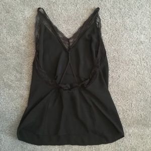 Black Silky Lace Tank with Open Back